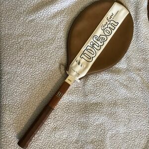 Wilson Chris Evert Autograph Vintage Wood Tennis Racket with Cover Made in USA